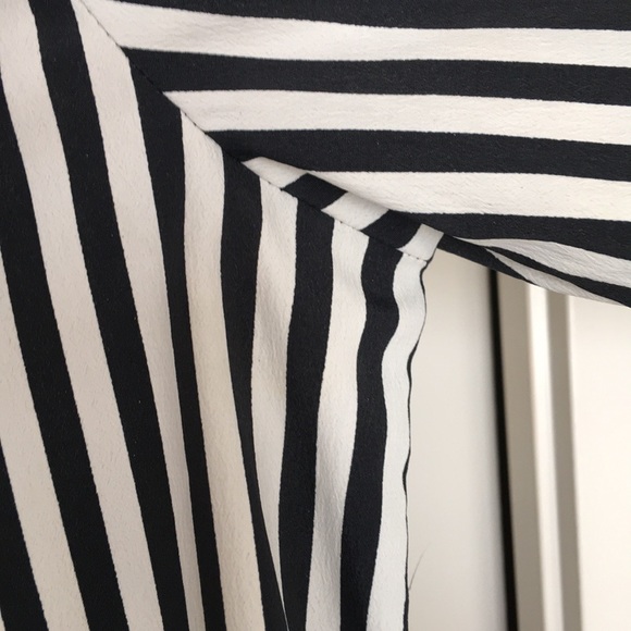 Black and White Stripped Button Down Blouse - Picture 3 of 6